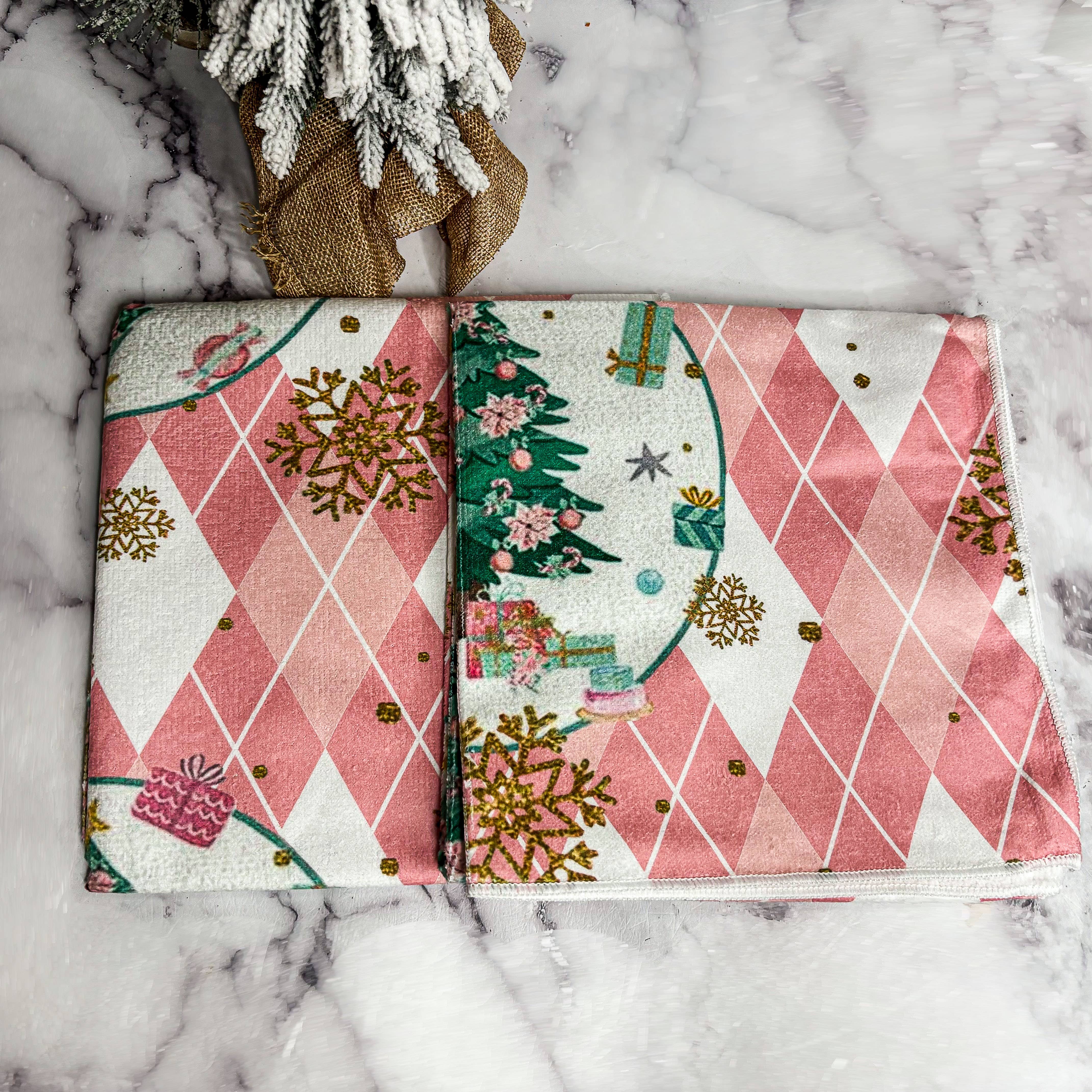 Gia Roma - Venta al por mayor Paños de cocina - Toalla de mano navideña rosa para cocina o baño5