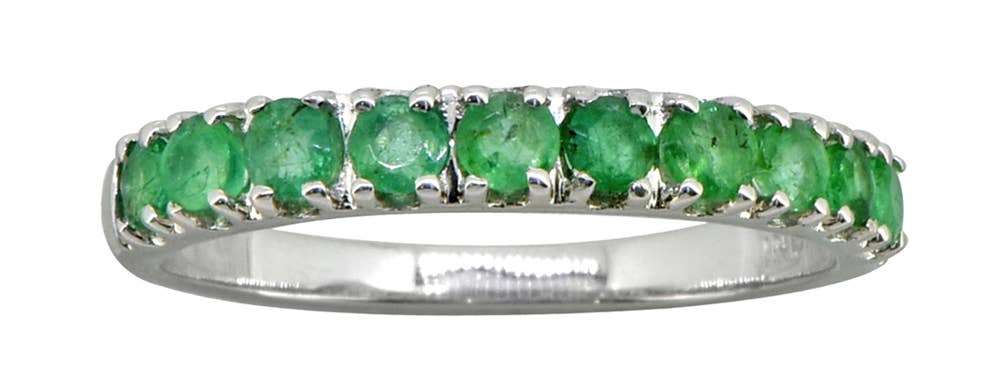 Tiramisu - Vendita all'ingrosso Anelli multipietra - Anello a fascia eternity in argento sterling 925 con smeraldi4