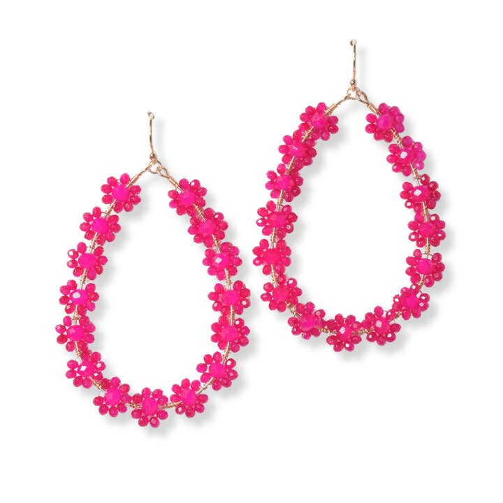 SOPHIA WHOLESALE - Wholesale Dangle Earrings - Dainty flower colorful and gold beaded teardrop ER