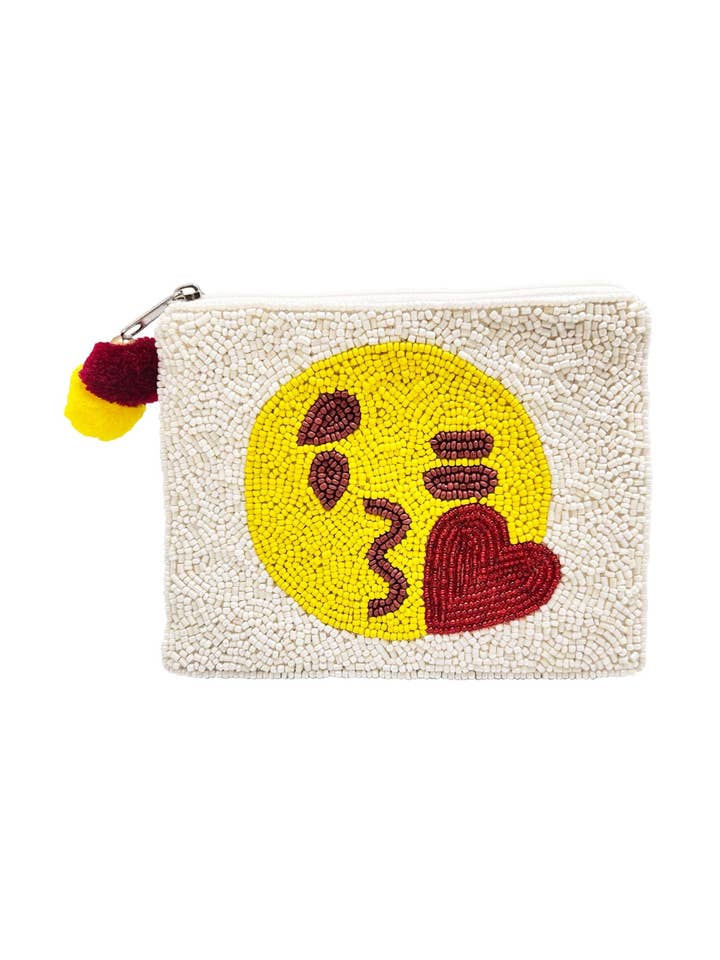 KISS EMOJI Beaded Coin Purse LAC-CP-1133 for wholesale by Ole