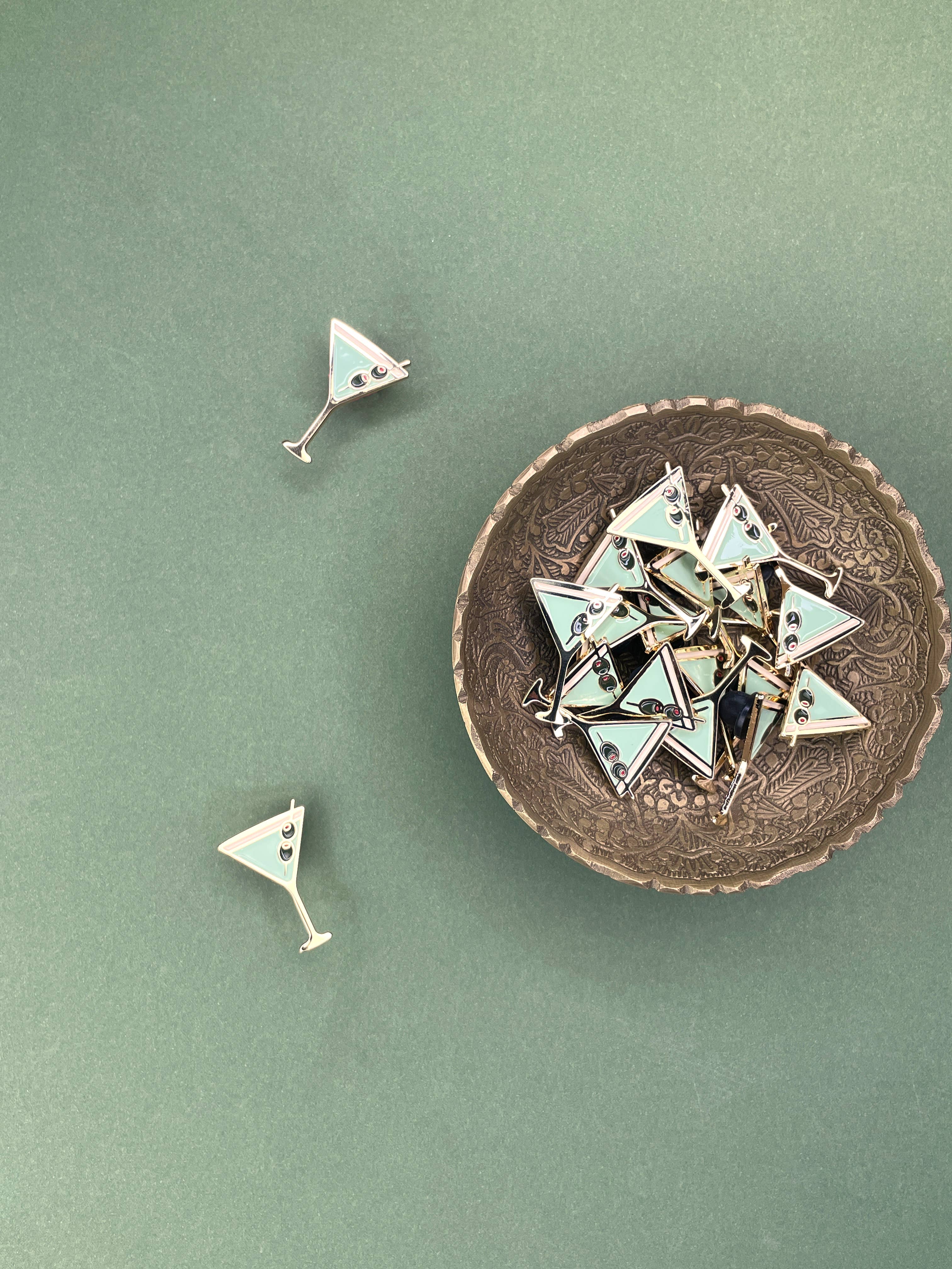 Ruff House Print Shop – wholesale Lapel pin/button – Martini Glass Enamel Pin2