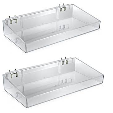 Mensola aperta in acrilico a 2 lati OOLY, larghezza 16" per la vendita all'ingrosso da parte di OOLY