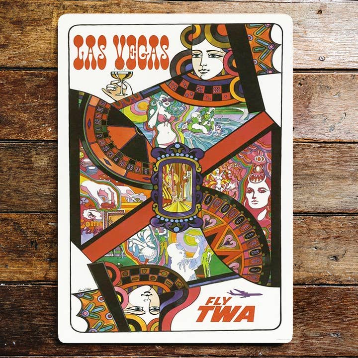 Las Vegas Fly TWA - Metal Travel Wall Sign for wholesale by The British Metal Signs Company