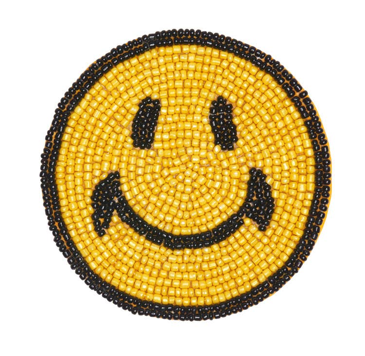 Inspired Generations - Wholesale Coasters - Beaded Yellow Smile Coaster - Set of 4