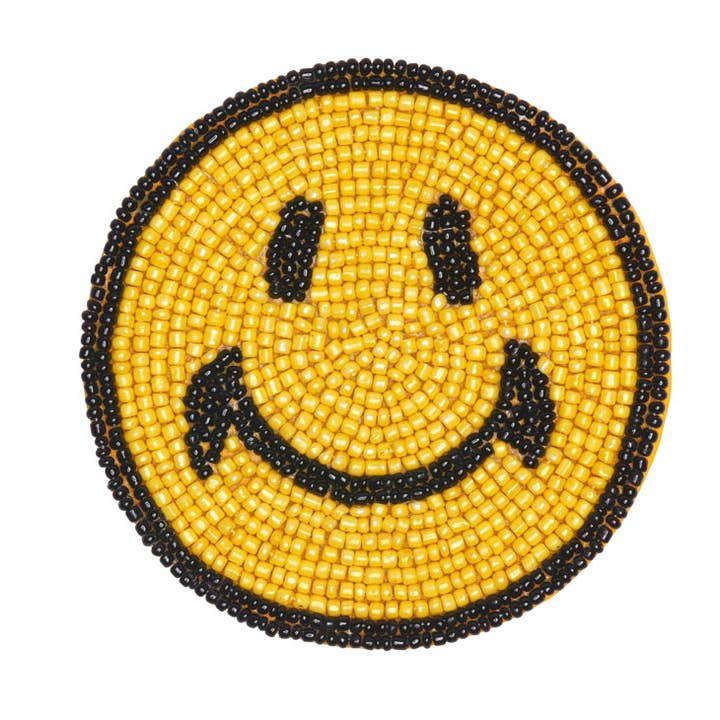Inspired Generations - Wholesale Coasters - Beaded Yellow Smile Coaster - Set of 40