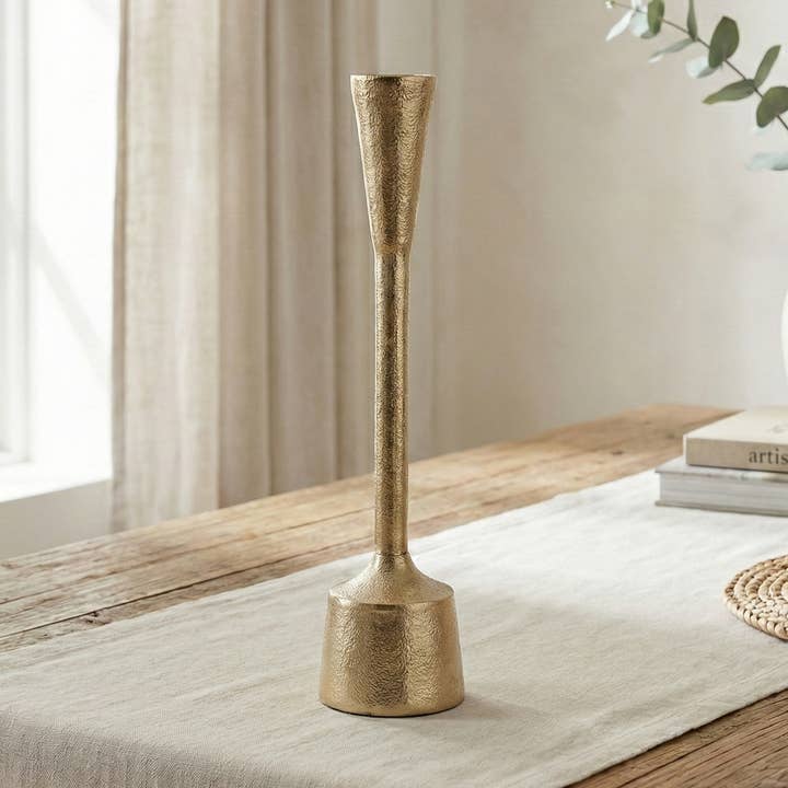 Gold Spartan 12" Candle Holder for wholesale by India Handicrafts Inc