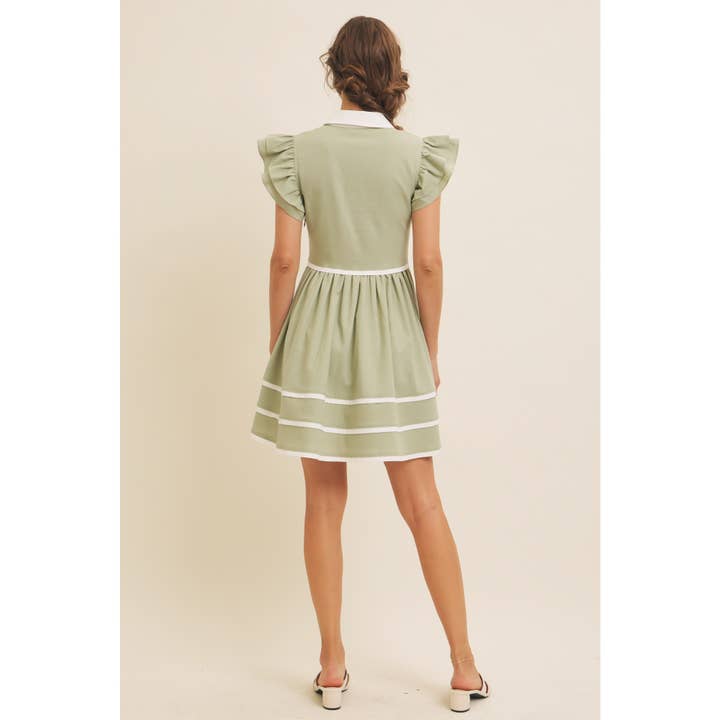 in february - Wholesale Dress - Women's - LINEN BUTTON-DOWN MINI DRESS WITH CONTRAST BINDING31