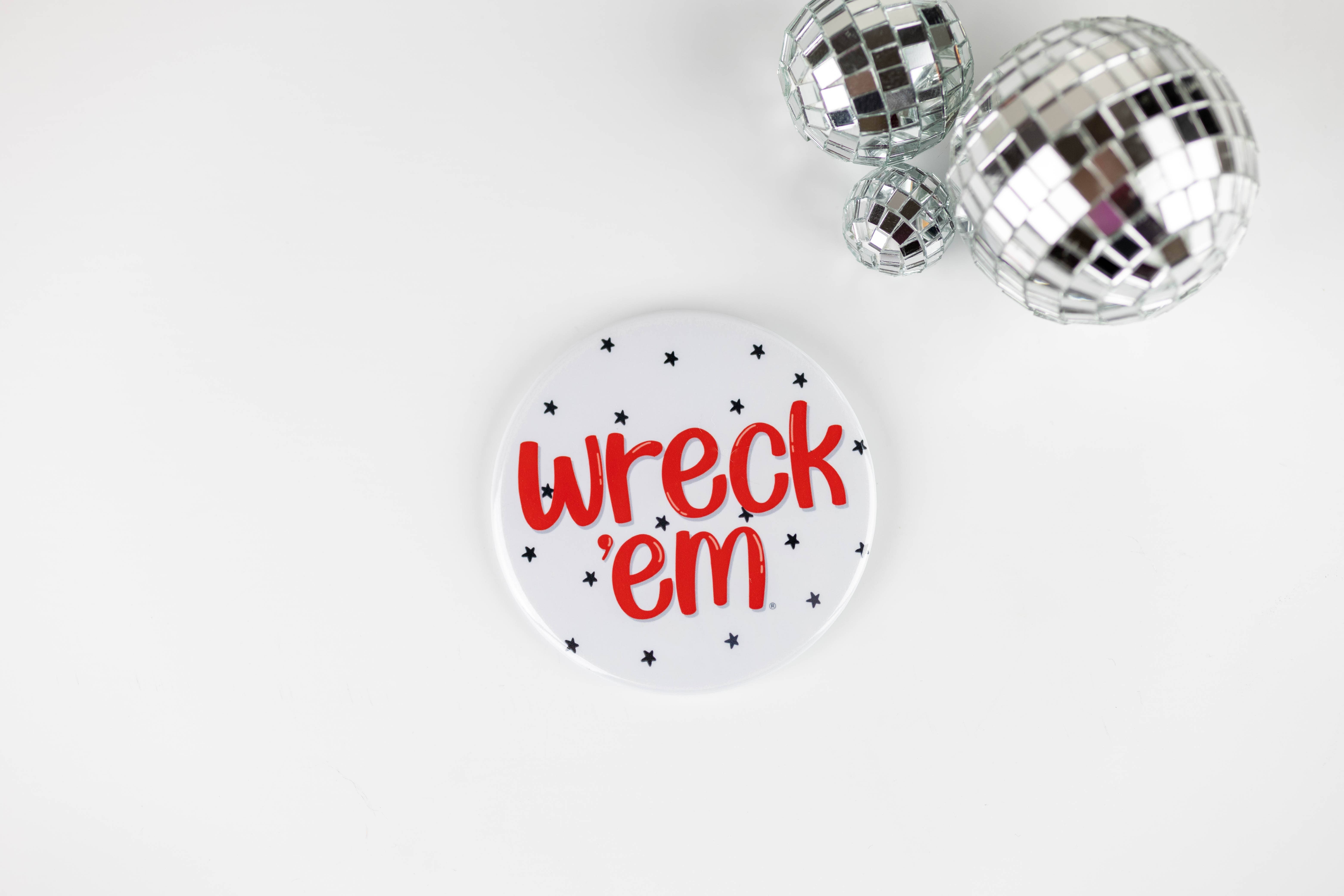 Tailgated Co. - Wholesale Lapel Pin/Button - TEXAS TECH Game Day Buttons - Wreck 'Em Stars Design0