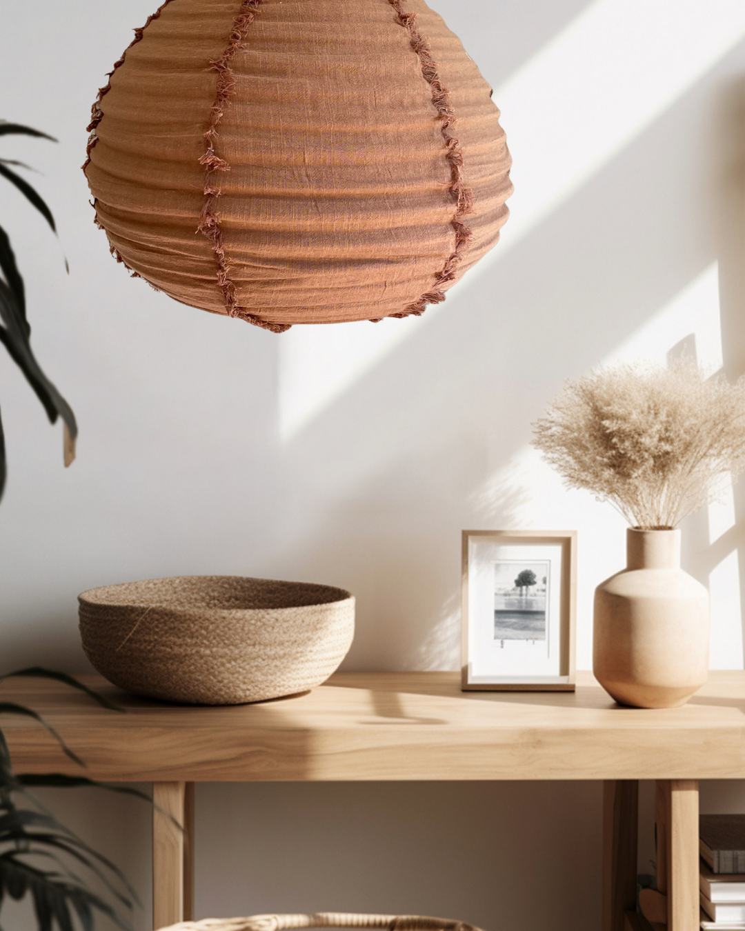 Little Nordic Sol - Wholesale Lantern - Linen Light Shade Paere Fringed Mocha Mousse 50cm5