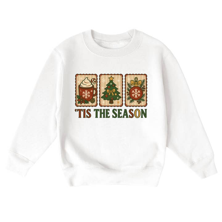 Camisola de Natal Juvenil 'Tis The Season por atacado de Mama and Littles Apparel