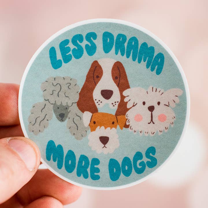 Stickers - Less Drama More Dogs Waterproof Vinyl Sticker for wholesale by Stellar Gifts & Goods Wholesale