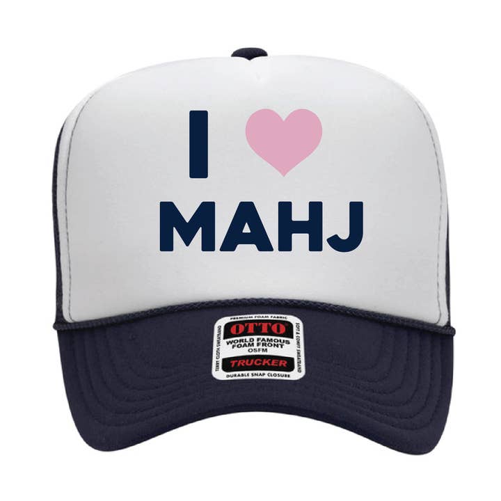 I heart Mahj Trucker Hat Navy White Combo for wholesale by Palisades Gift Shop