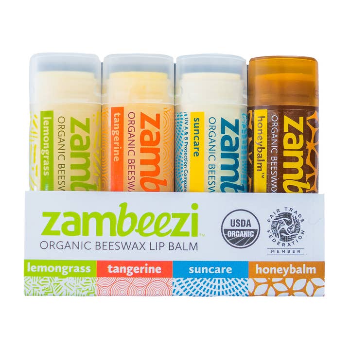 Variety Lip Balm - Pack of 4 for wholesale by Zambeezi