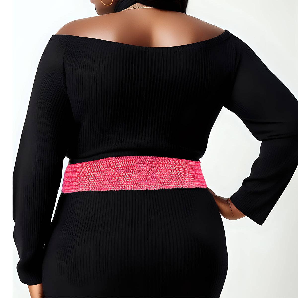 Fuschia Stretch Belt Raffia Fuchsia Flower for Women for wholesale on Faire5