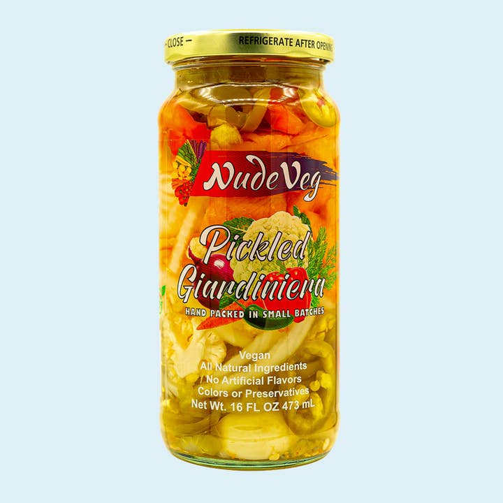 Pickled Giardiniera | Farm Fresh Mixed Vegetables | 16oz for wholesale by Ayurveg | NudeVeg Pickles
