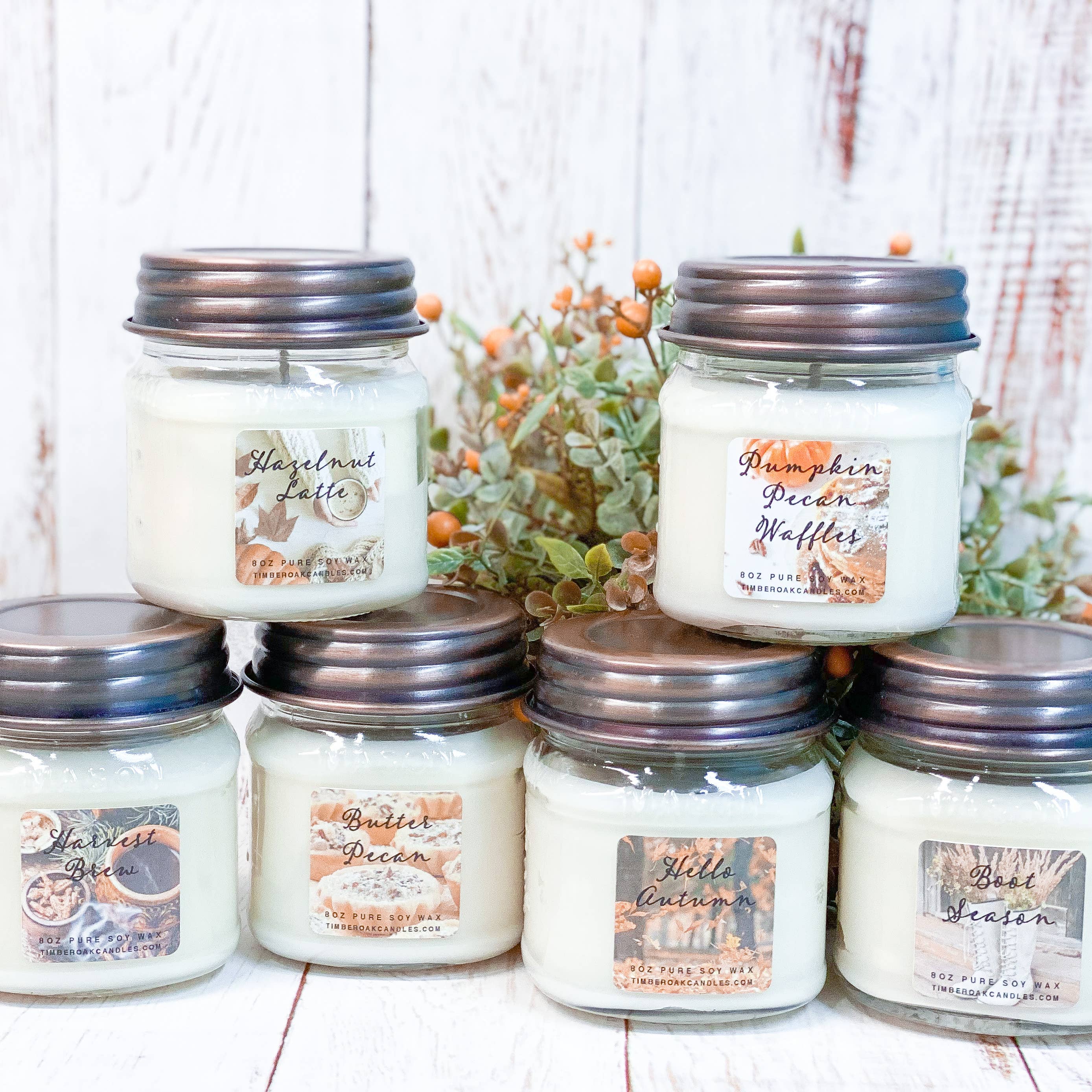 Timber Oak Candles - Wholesale Jar/Filled Candle - 8oz | 100% Pure Soy Mason Jar Candles | 40+ Scents0