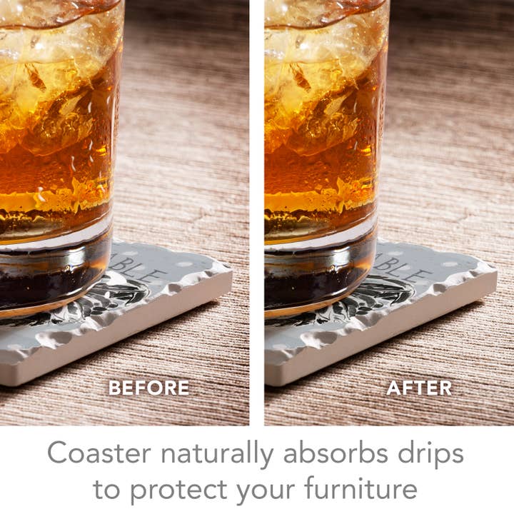 Conimar Promotions - Wholesale Coasters - Rooster 4 Pack Stone Coasters in Wooden Holder