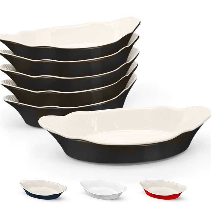 Kook - Wholesale Baking Dish - Kook Ceramic Au Gratin Baking Dish, 12 oz, Set of 6