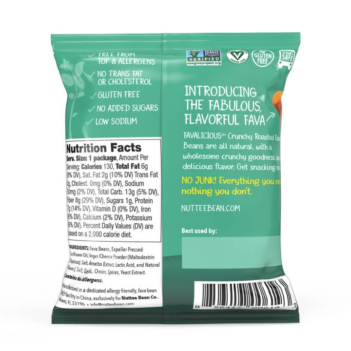 Favalicious® - Wholesale Nuts - Favalicious Kickin Flavor roastd fava beans 1 oz bags-300/bx1
