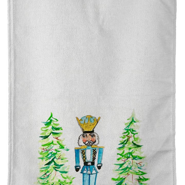 Betsy Drake Interiors - Wholesale Tea Towel - Nutcracker and Trees Kitchen Towel1