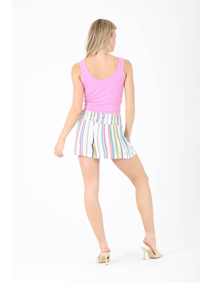 ANGIE – Großhandel Shorts – Damen – BS838-W973 GESTREIFTE SHORTS MIT ELASTISCHEM BUND2