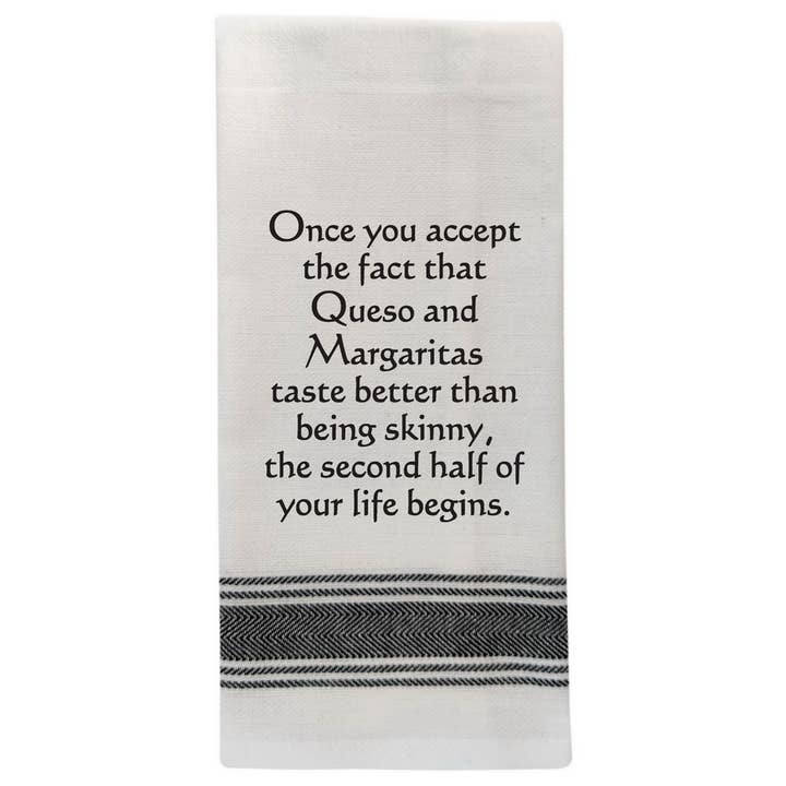 BB-O-35 White Kitchen Towel "Once you accept the fact..." for wholesale by Wild Hare Designs