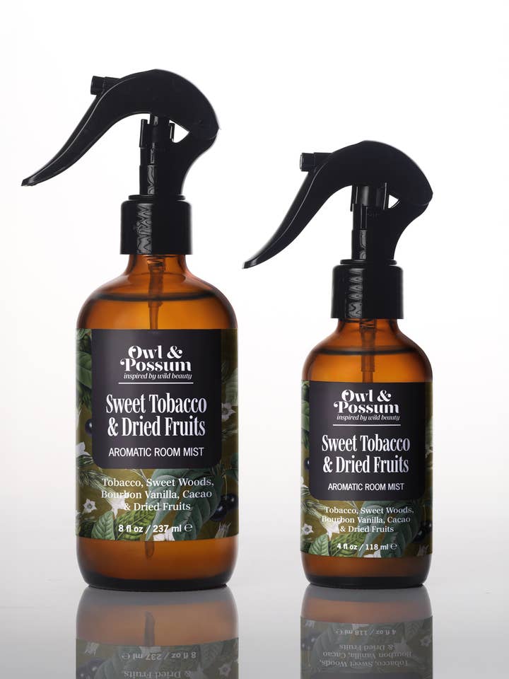 SWEET TOBACCO & DRIED FRUITS Fine Mist Room Spray for wholesale by Owl & Possum