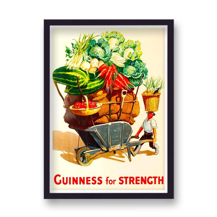 Guinness For Strength Wheelbarrow Laden With Veg for wholesale by Gallery Print and Art