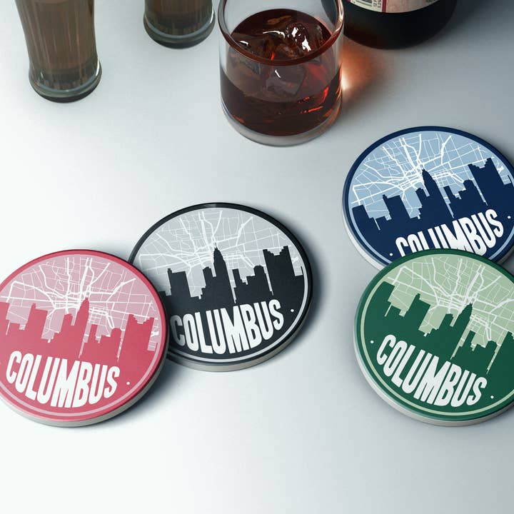 Columbus Ohio Set mit 4 Untersetzern | mehrere Farben für den Großhandel von Paperfinch Design
