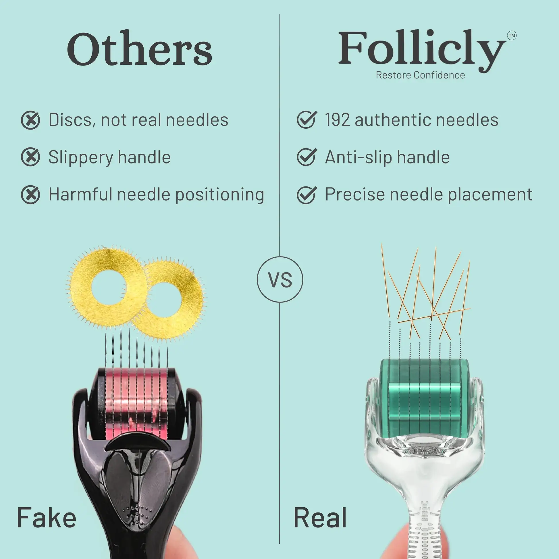 Follicly - Wholesale Face/Beauty Roller - Follicly™ Derma Roller - Real Titanium Microneedles (0.25mm)1