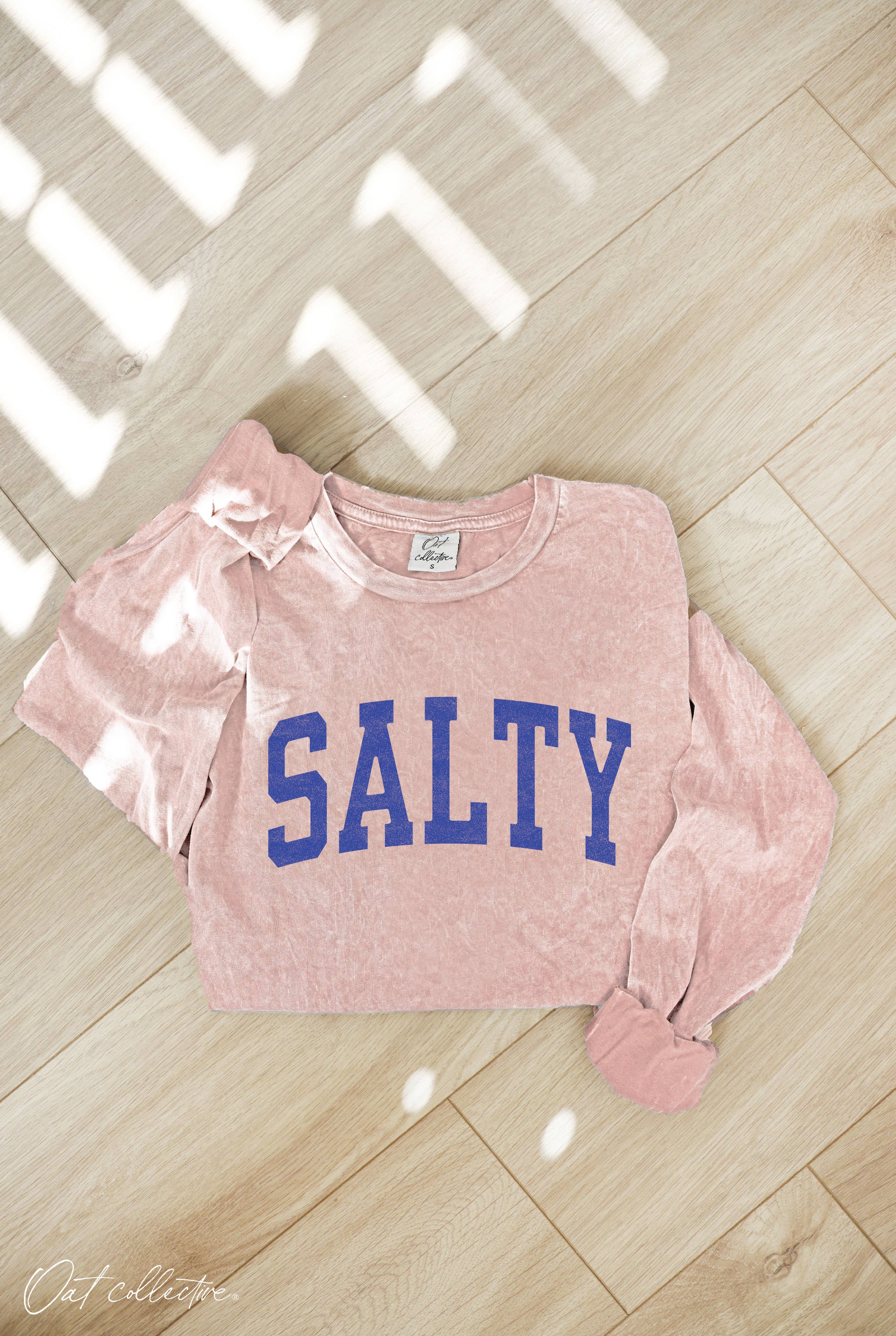 OAT COLLECTIVE - Wholesale T-shirt met print - Dames - SALTY mineralgewassen longsleeve met print2
