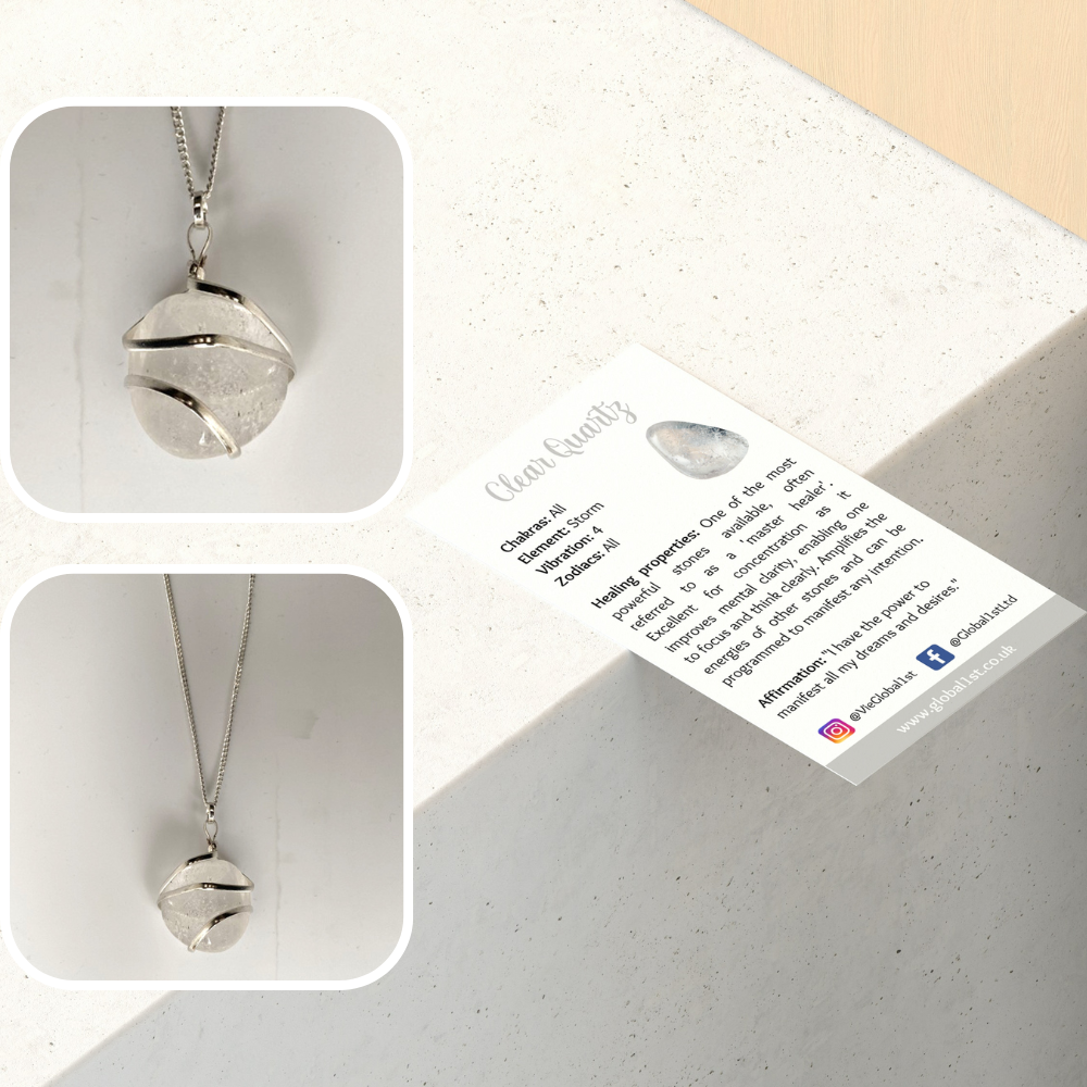 VIE - Wholesale Pendant/Charm Necklace - Tumbled Stone Wire Wrap Pendant, 2-3cm7