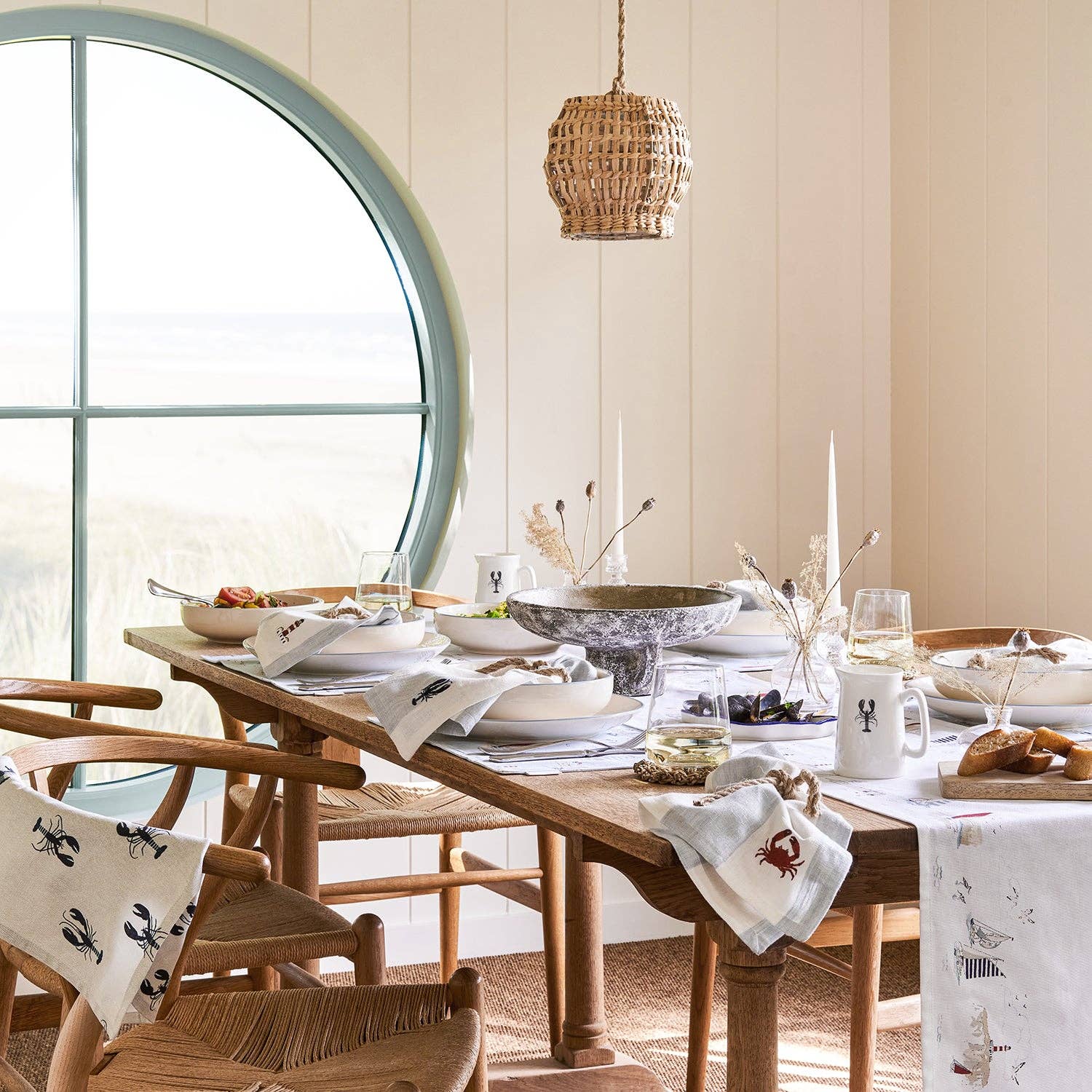 Sophie Allport – wholesale Dinner & cloth napkin – Coastal Boats Embroidered Linen Napkins (Set of 4)2