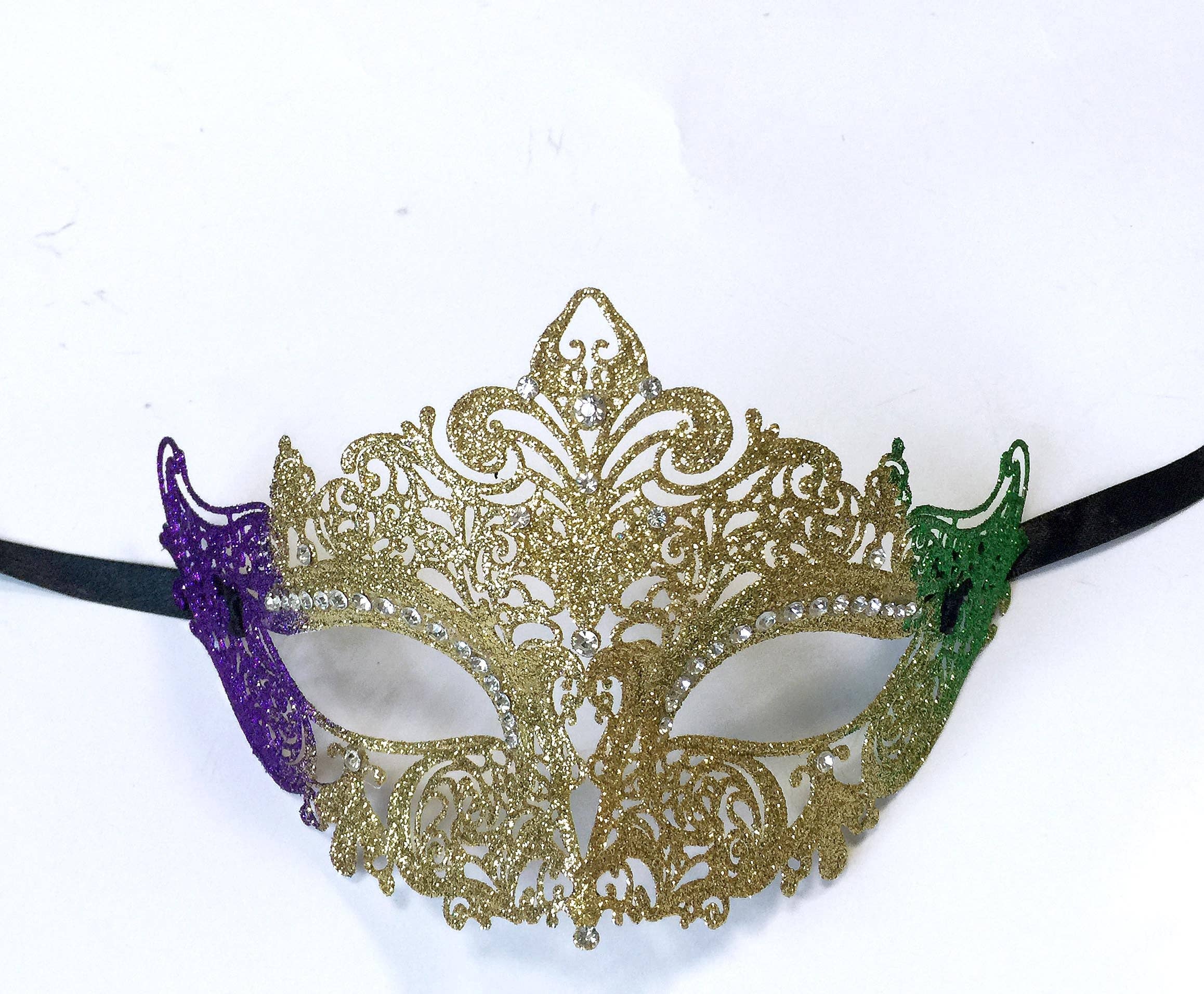 Mardi Gras Creations - Wholesale Costume - Unisex - Whimsical Metal Laser Cut Mask With Fleur De Lis3