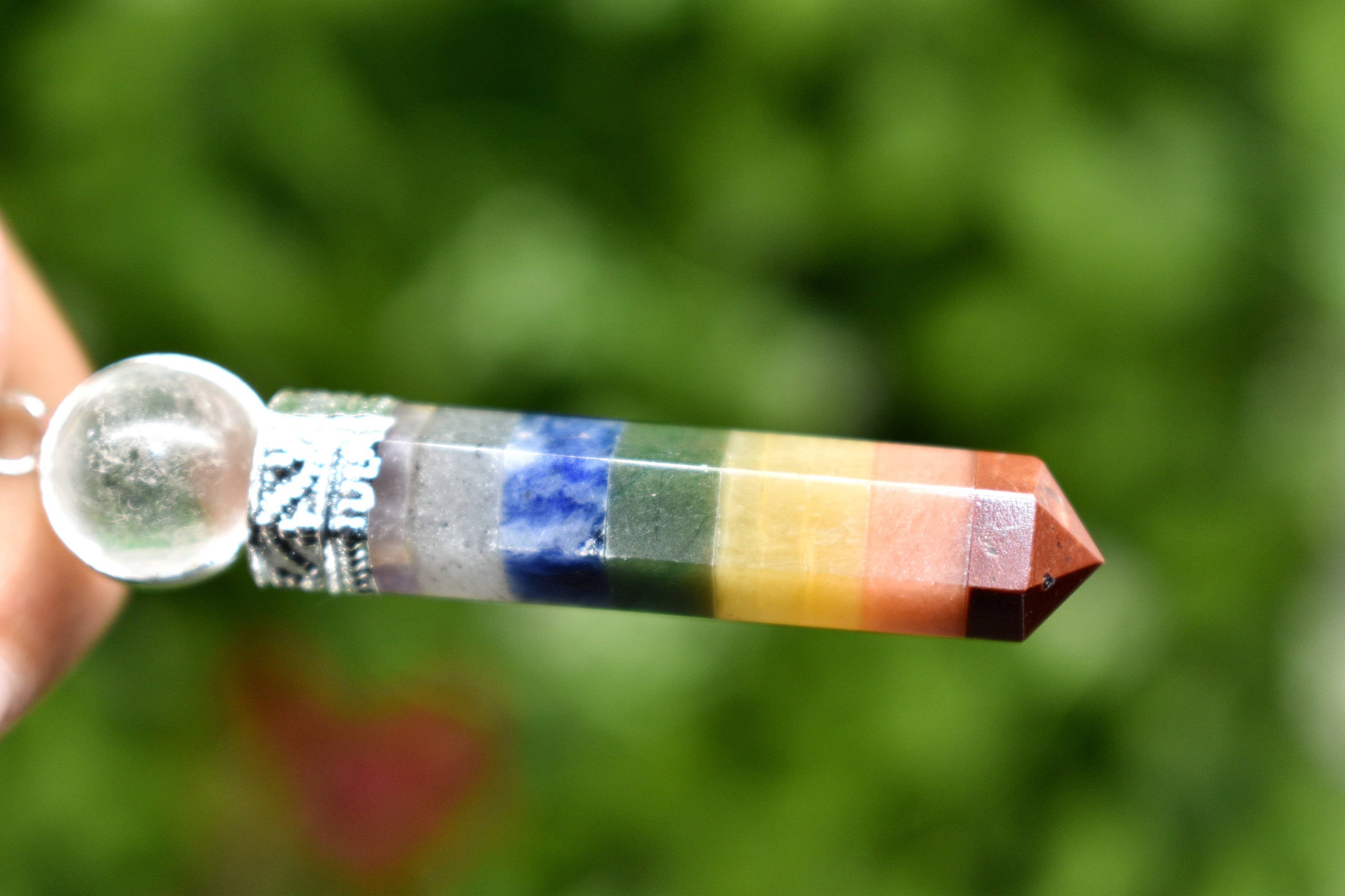Soothing Crystals – Material de meditação por atacado – Pêndulo Seven Chakra Cristal colado com bola de quartzo6
