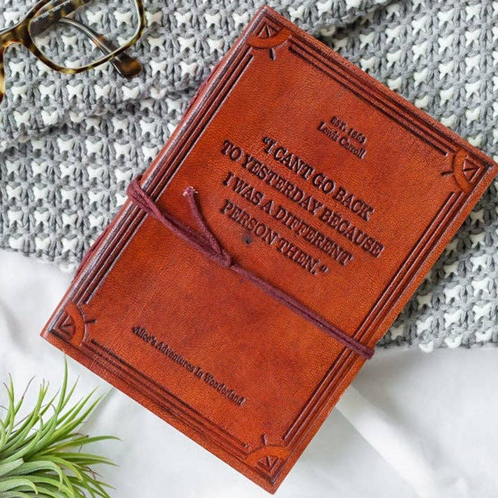 Soothi | Containers Of Creativity - Wholesale Journal/Diary - Alice In Wonderland Leather Journal - "I Can't Go Back to Yesterday" Quote3