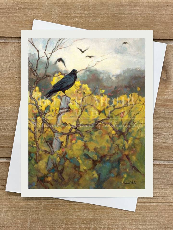 Card - Crow in the Vineyard for wholesale by Bonnie Mohr Studio