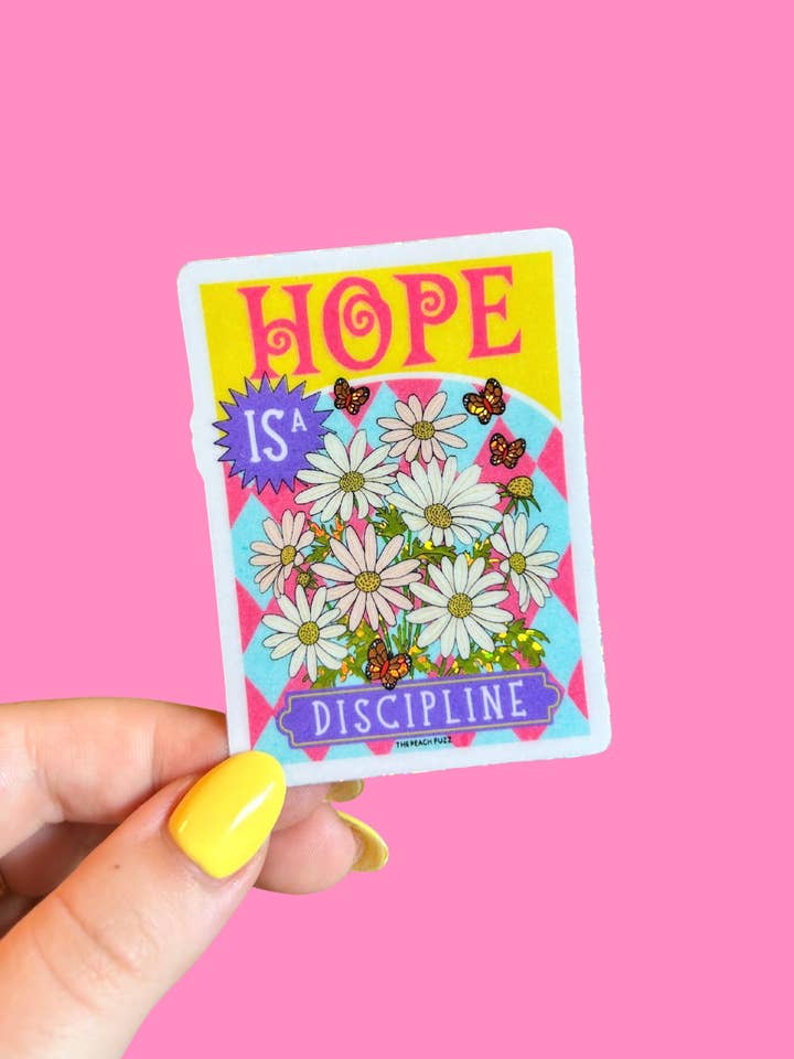 Håb Er En Disciplin Glimmerklistermærke for engroshandel hos The Peach Fuzz