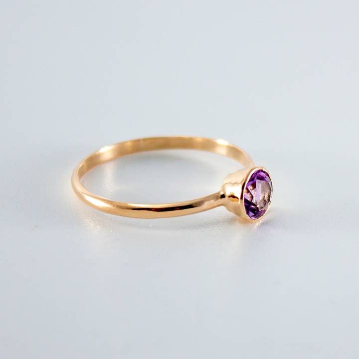 Bentley & Lo – wholesale Solitairering – Rosa Ametist Bezel 14k guld fylld ring2