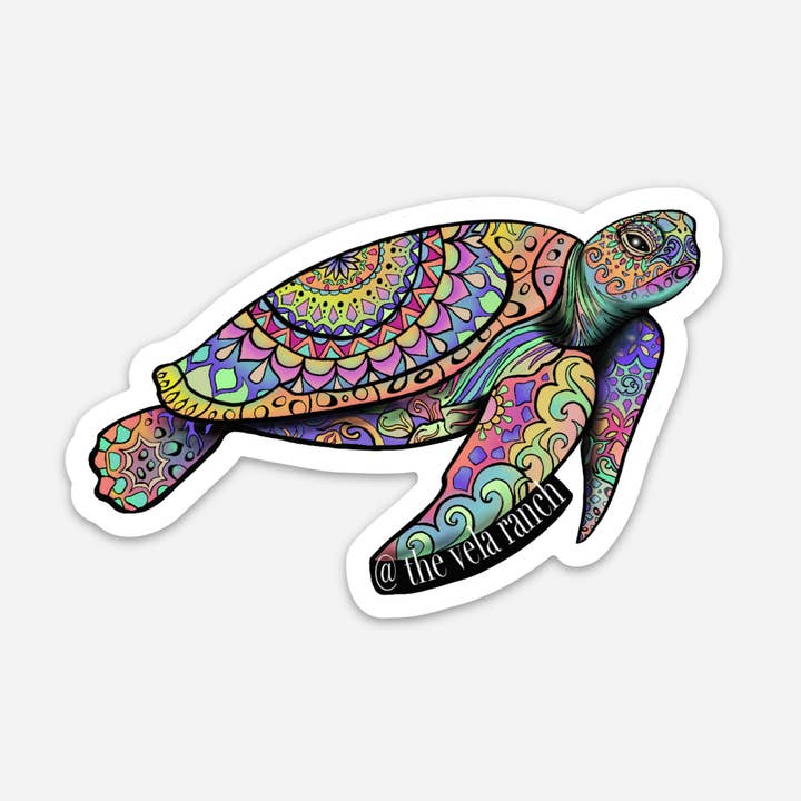 Ornate Sea Turtle Sticker - waterproof vinyl for wholesale by The Vela Ranch
