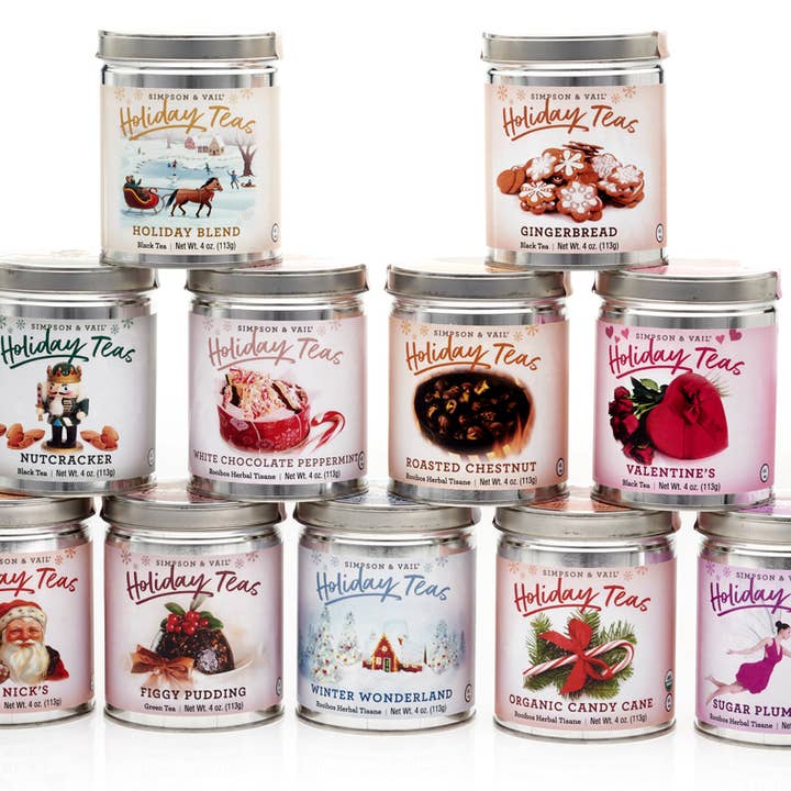 Simpson & Vail - Wholesale Loose Tea - Candy Cane Rooibos Herbal Tisane - Organic, 4 Ounce Tin4