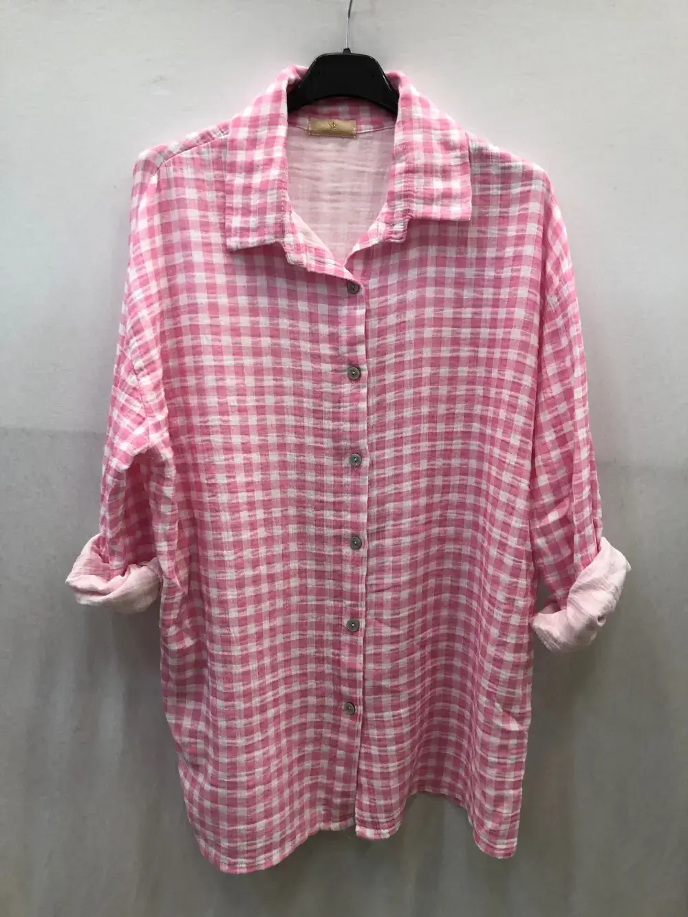 Mimi & Gogo - Vente Chemise à col boutonné – femme - Chemise Vichy Gaze de Coton @2914_ChGazeVichy9