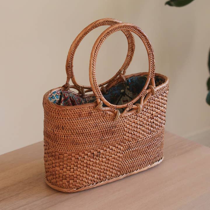 Bali Rattan Handbag - Kelsey for wholesale by Ganapati