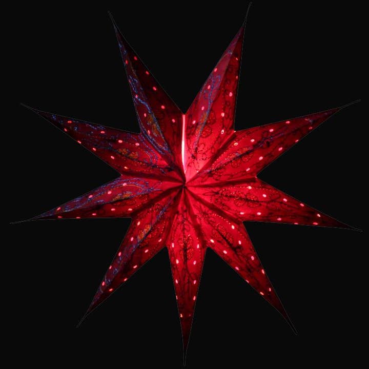 Tribal Trade GmbH - Wholesale Christmas decoration - Paper star Christmas star 9-pointed red-blue 60cm2