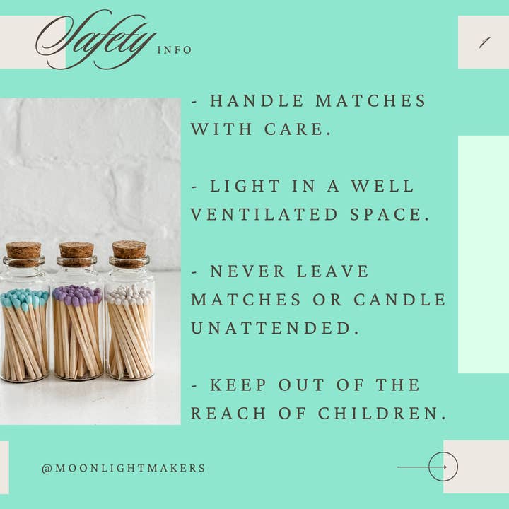 Moonlight Makers - Wholesale Matches - Fancy Safety Matches Glass Vial - 8 Colors - 40 matches MV4016