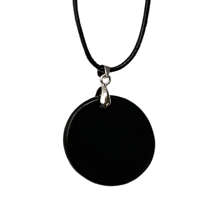 VIE - Wholesale Pendant/Charm Necklace - Gemstone Coin Pendant on Black Cord