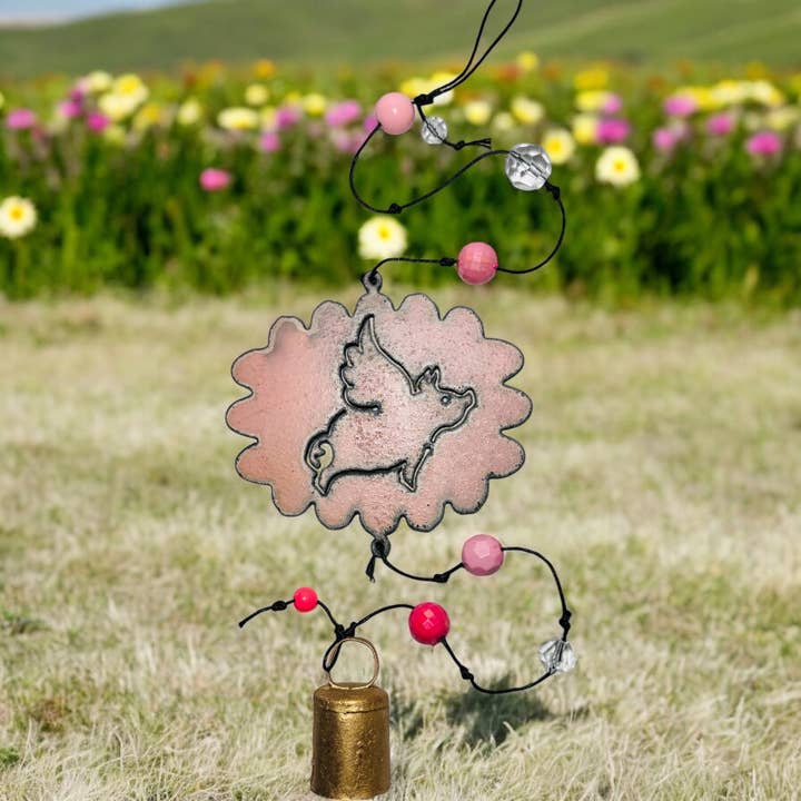 Sino de vento porco voador único móvel de jardim caprichoso por atacado de Iron Jewel