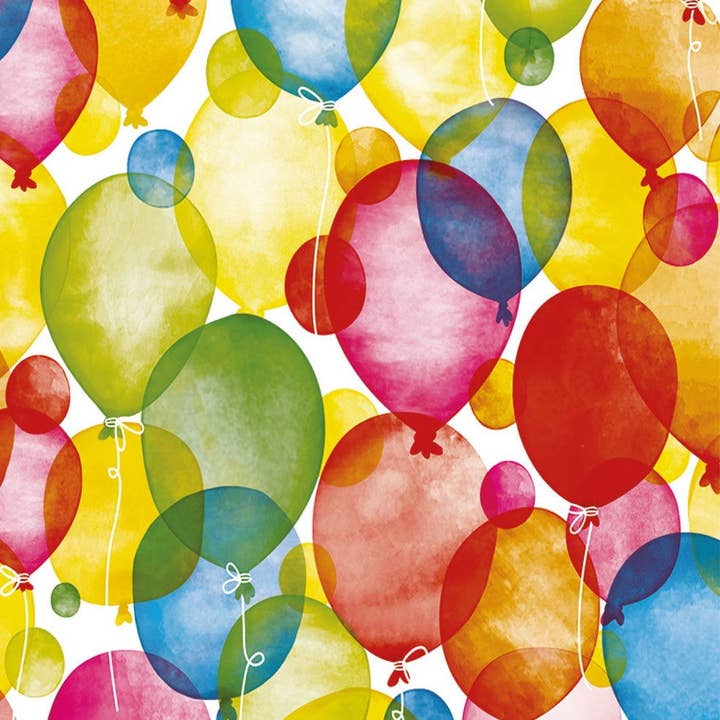 Förpackningspapper med ballonger för wholesale av kadopapier.net