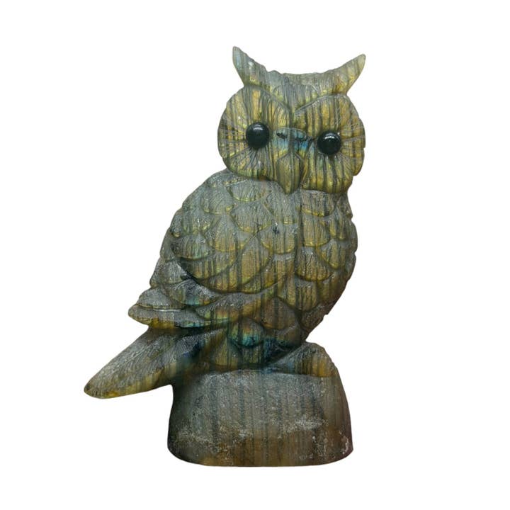 Labradorite Owl Figurine AA+ 8x4 cm (unique model nº20) for wholesale by Foliesbijoux