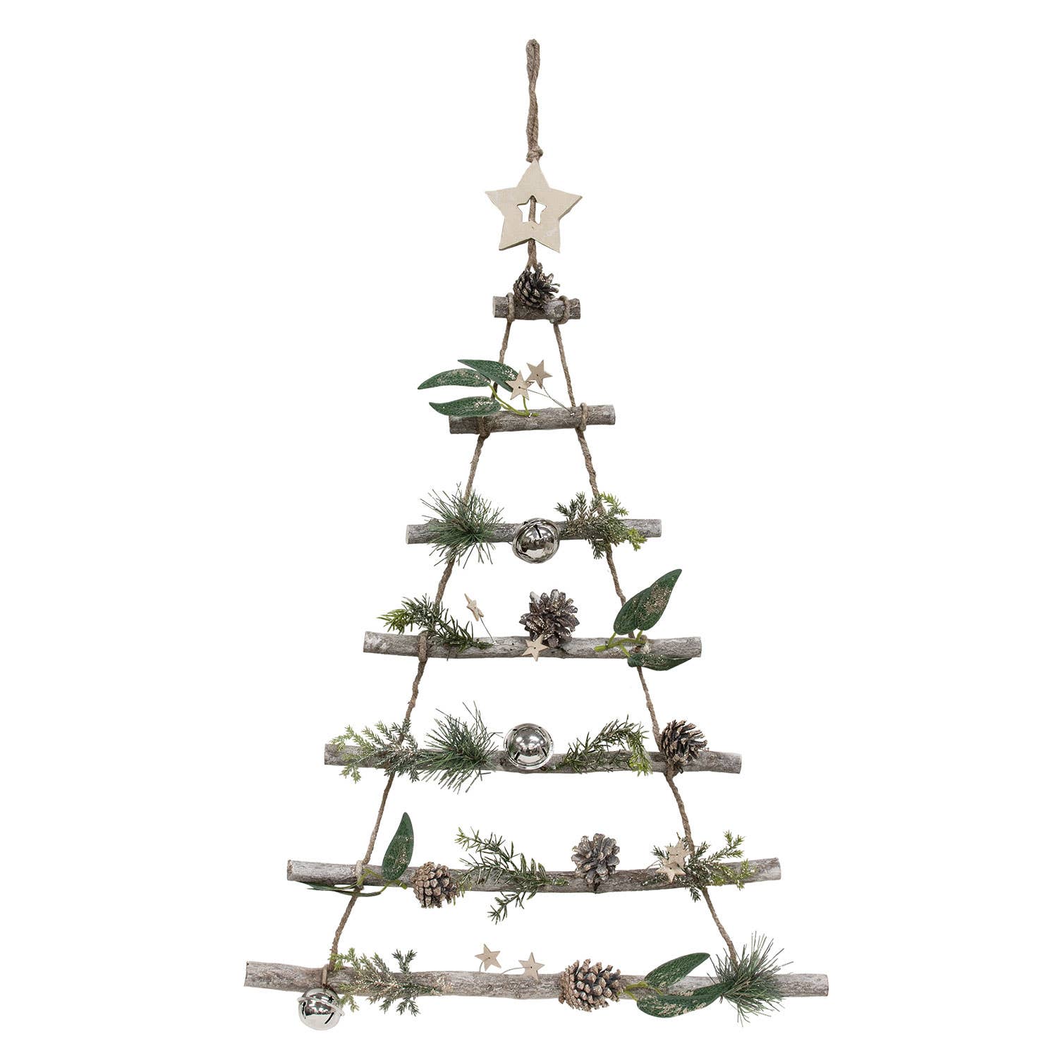 Bright Ideas - Wholesale Christmas Decoration - Large Wooden Ladder Trees with Silver Bells0